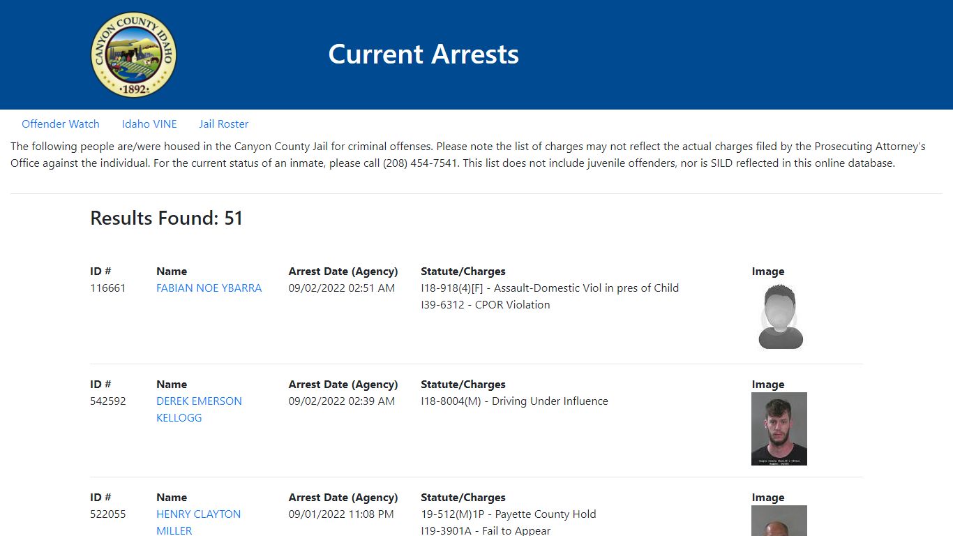 Current Arrests