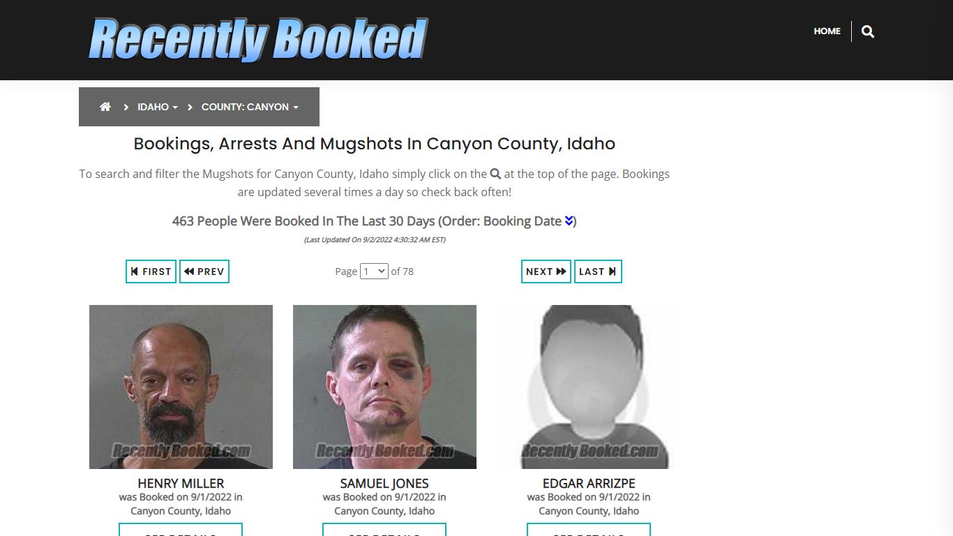 Recent bookings, Arrests, Mugshots in Canyon County, Idaho